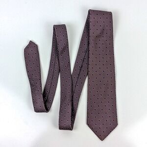 Givenchy Monsieur Mens Silk Necktie Purple Geometric Medallion Made in Italy